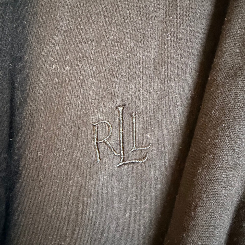 Lauren Ralph Lauren Black Knit Robe Womens Large Long Sleeve Tie Waist‎ RLL Logo - Picture 3 of 4